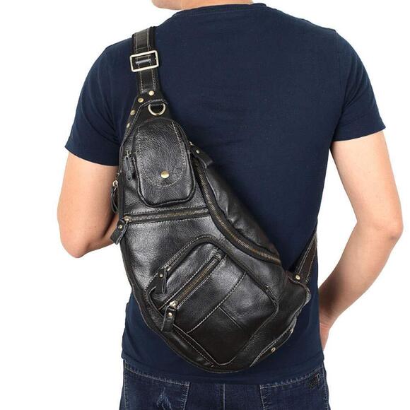 4884 Vinatge Leather Sling Bag Crossbody Backpack Travel Outdoor Hiking main image 4